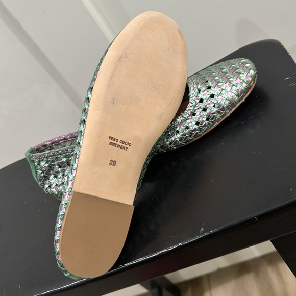 CARDINALE Italy Leather Lorraine Metallic Finish Woven Ballet Flats sz EUR 38 - Picture 9 of 9